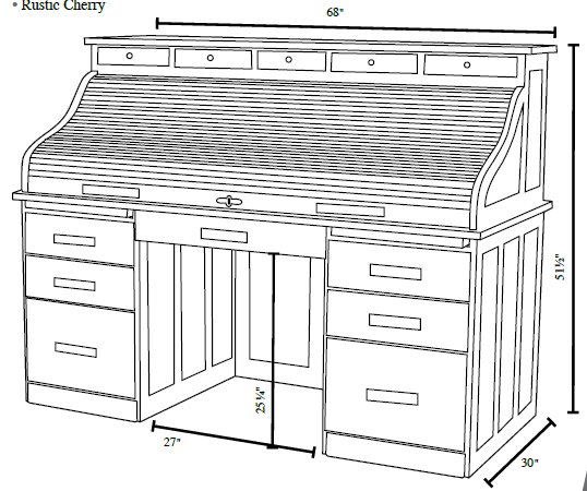 Amish Classic Rolltop Desk Oak