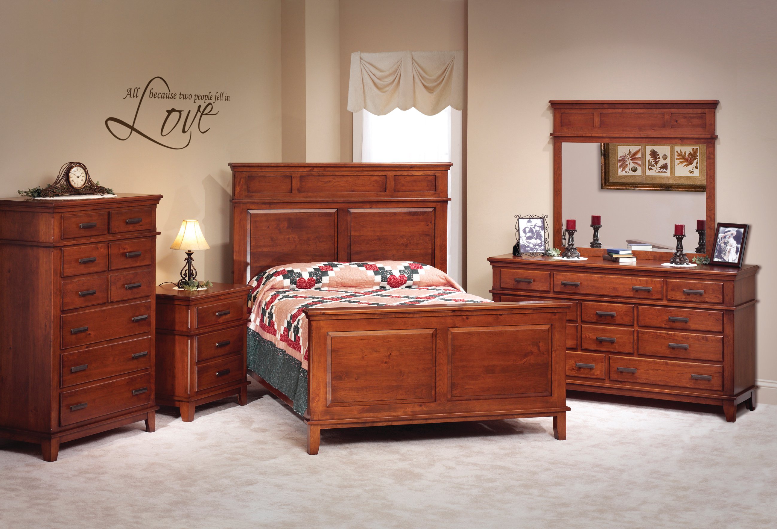 Handcrafted, solid wood Amish bedroom furniture collections.