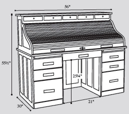 Live Edge Deluxe Solid Wood Roll Top Desk