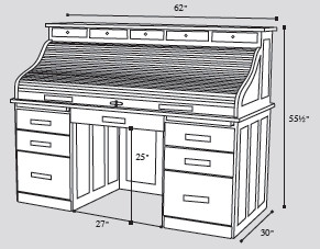 Live Edge Deluxe Solid Wood Roll Top Desk