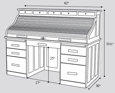 Amish Classic Rolltop Desk Oak