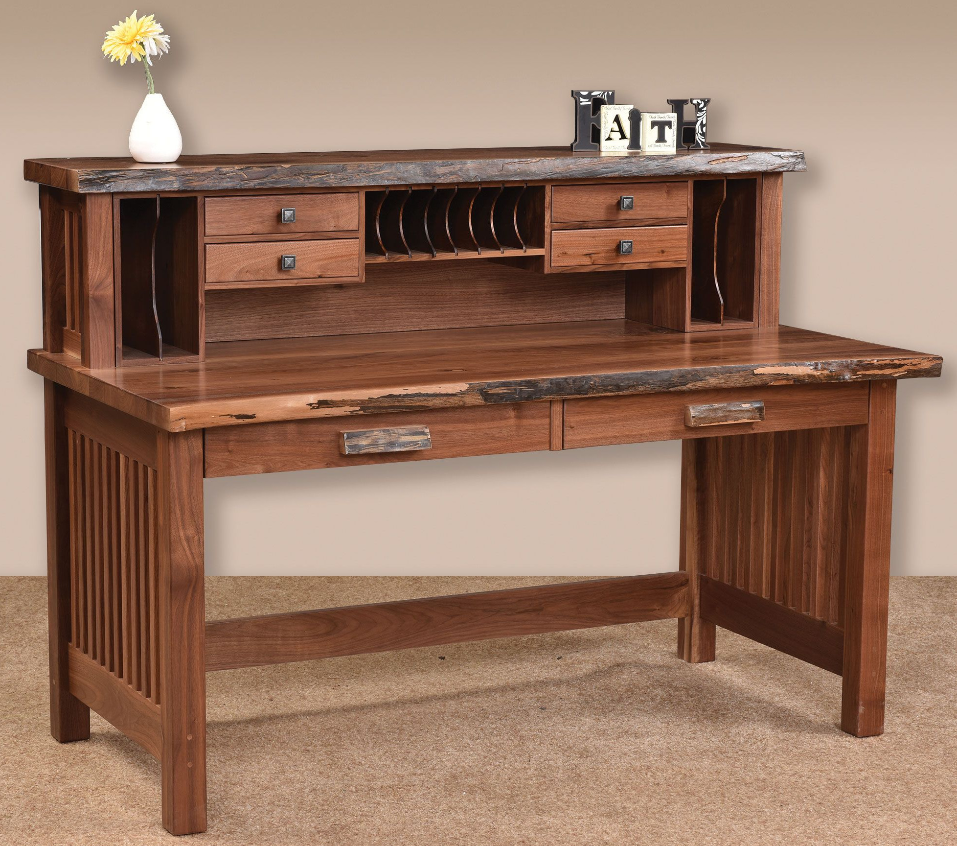 Amish Valley Live Edge Deluxe Writing Desk.