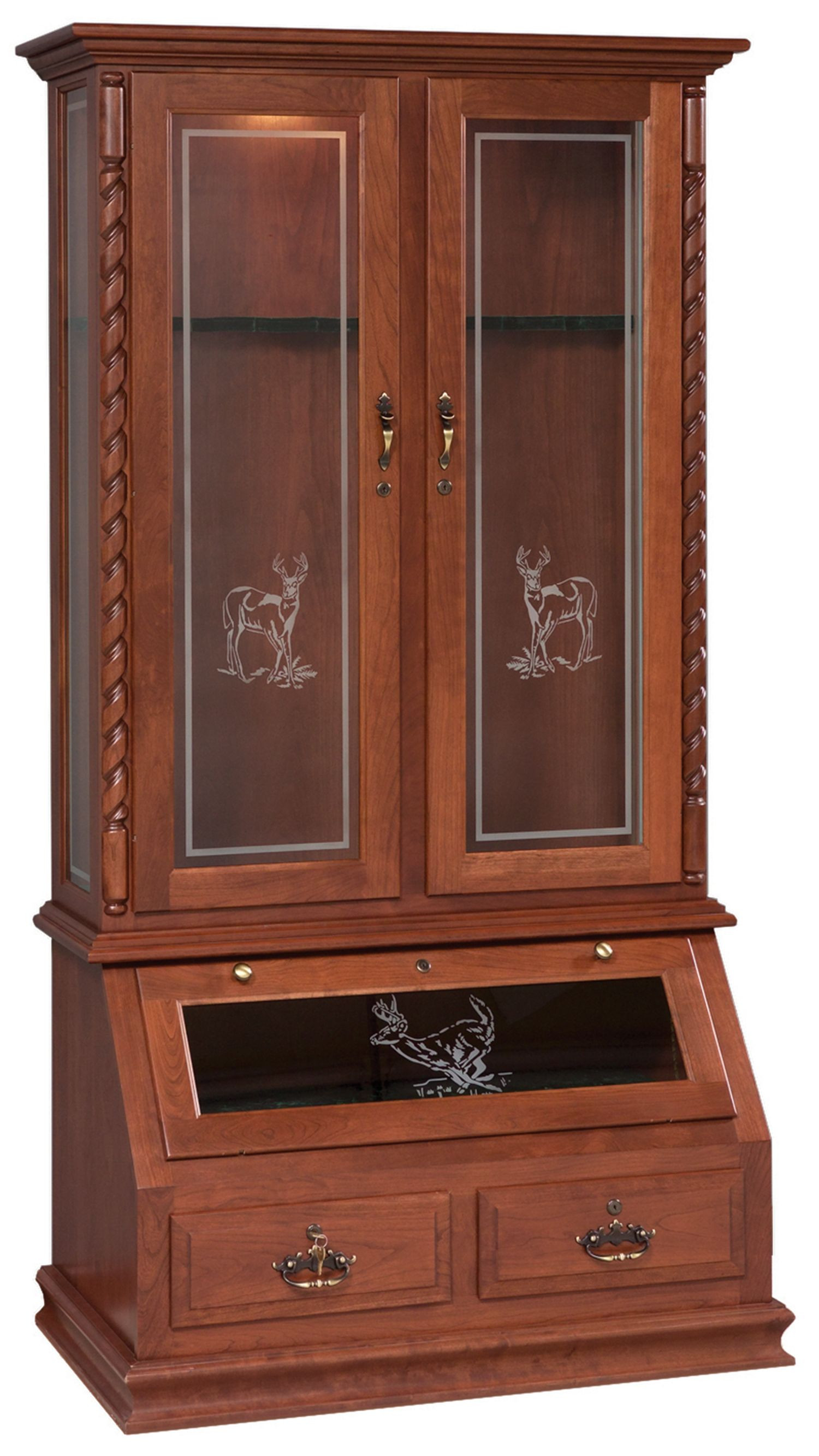 Glass Door Gun Cabinet with Rope Twist - Free Delivery