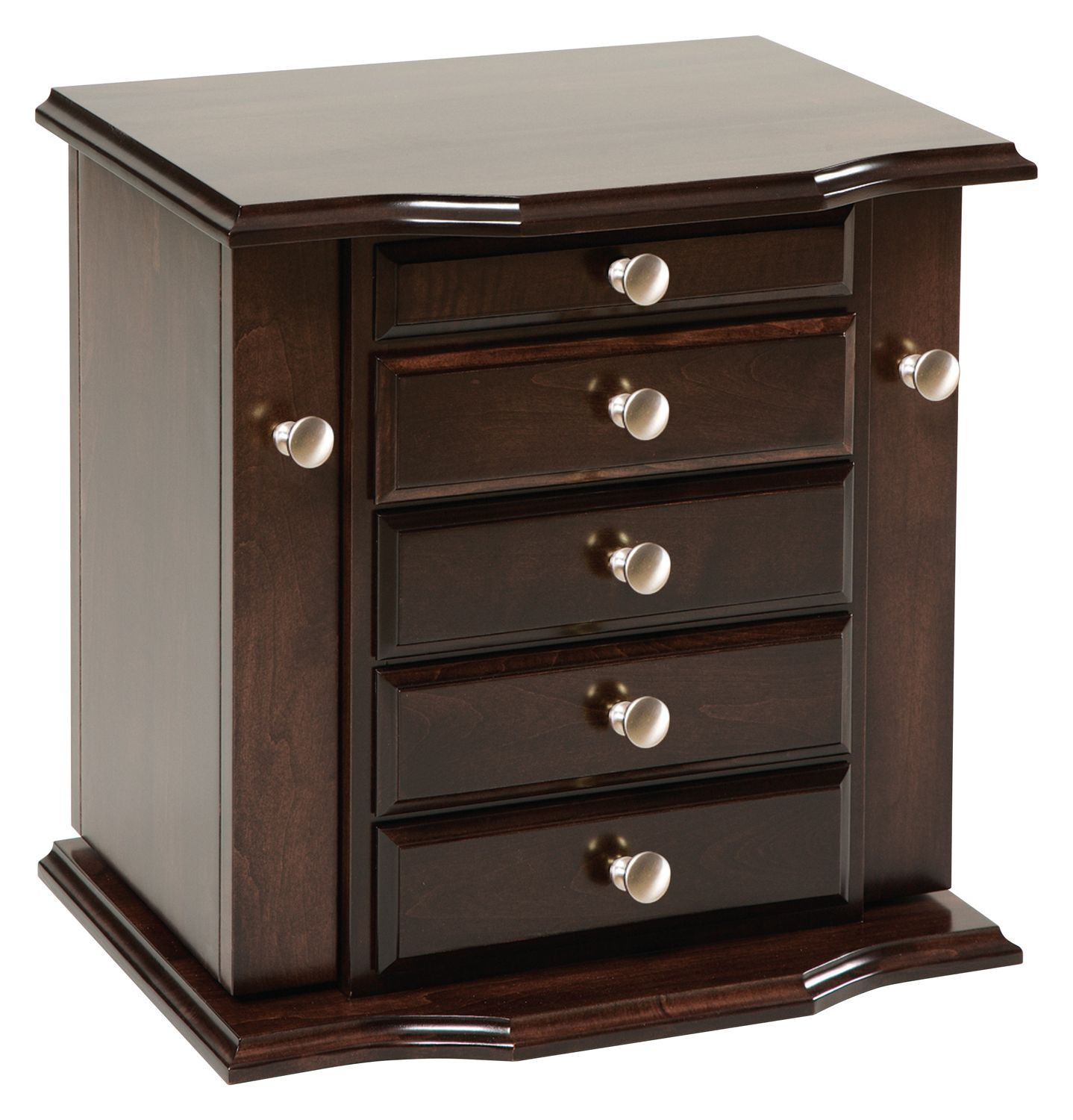 Brown Maple Dresser Top Jewelry Armoire