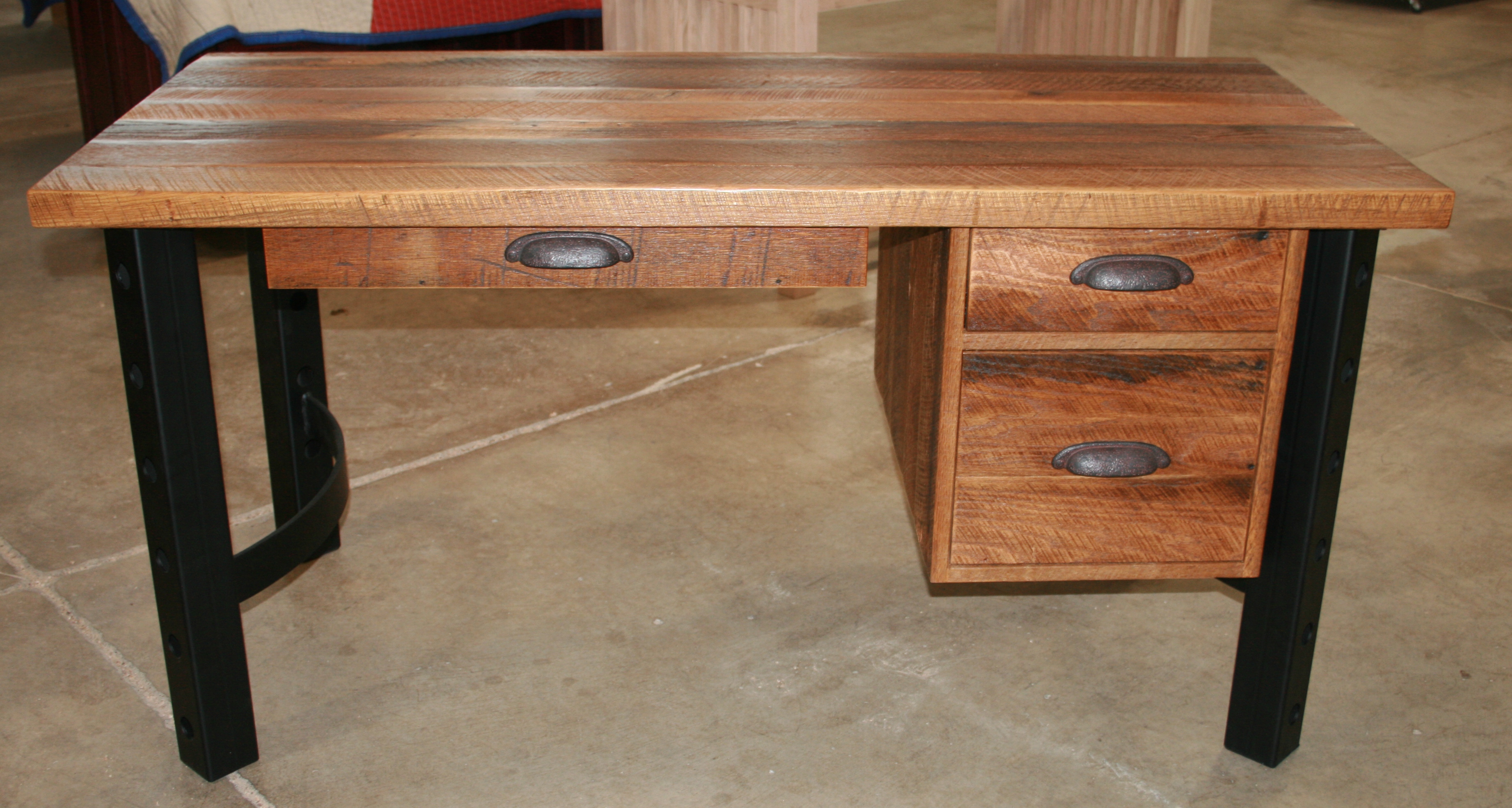 Barnwood Desk Hand Crafted Silvered Reclaimed Barnwood And Stainless