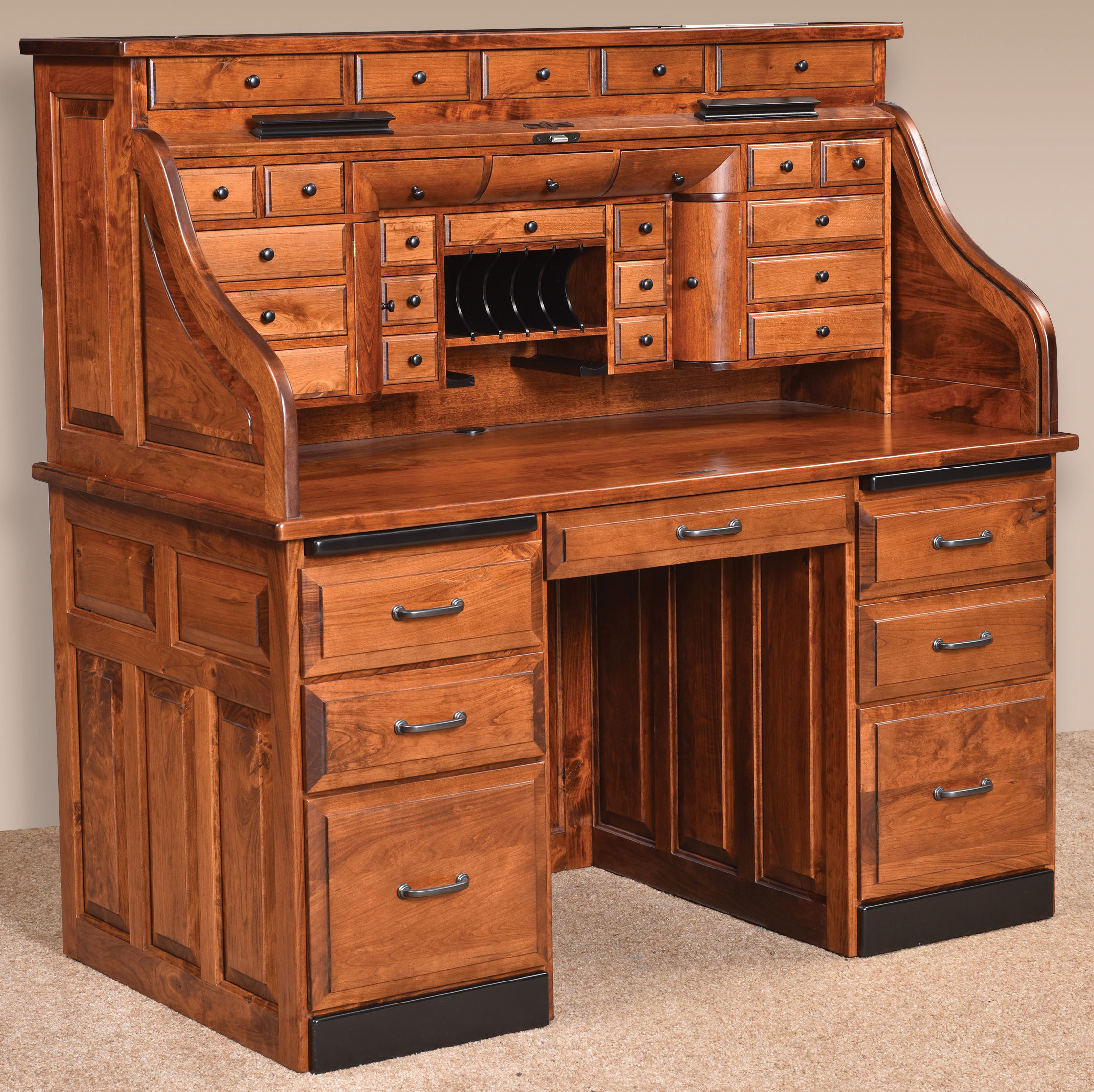 Alderidge Amish Roll Top Desk Rustic Cherry