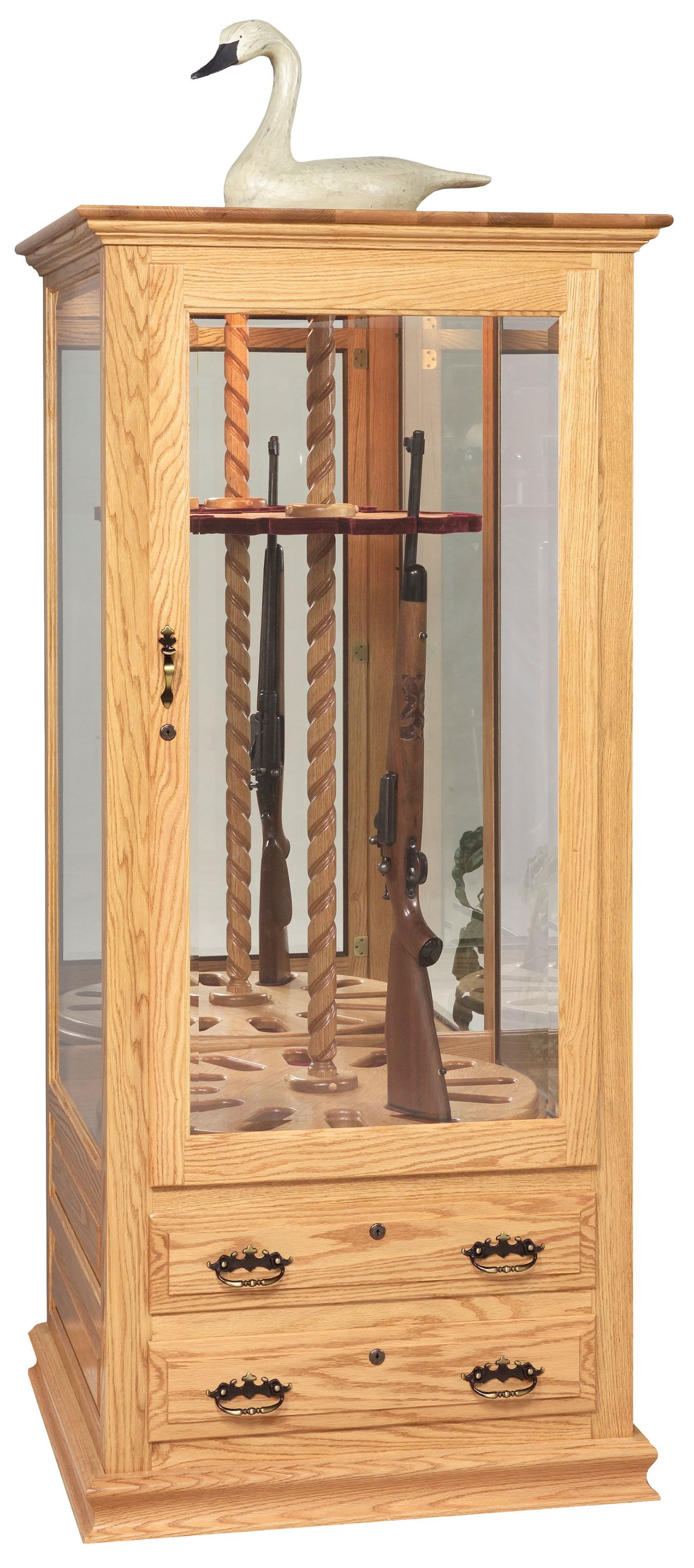 Solid Wood Swivel Gun Cabinet - Free Delivery