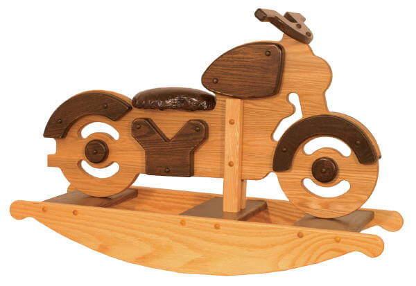 wooden rocking motorcycle