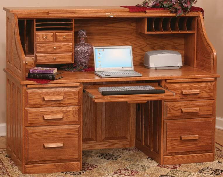 Solid Wood Computer Roll Top Desk Free Delivery