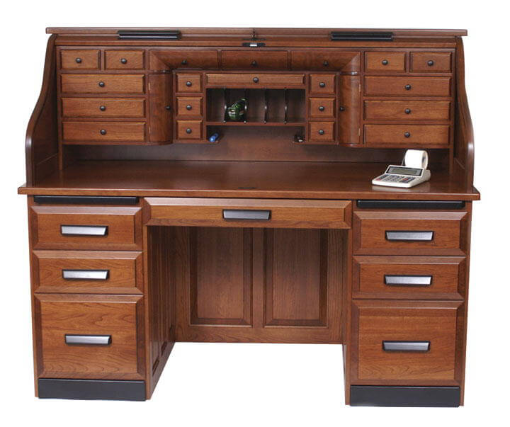 Live Edge Deluxe Solid Wood Roll Top Desk