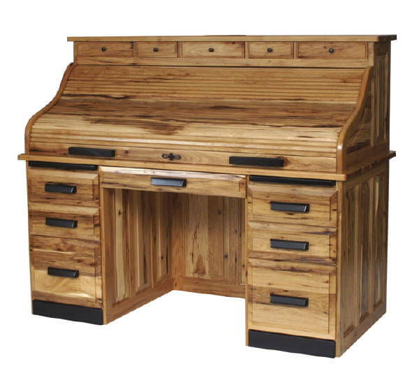 Amish Hickory Or Rustic Hickory Rolltop Desk Free Delivery