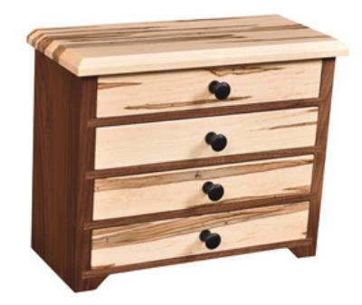 Rustic Walnut Shaker Dresser Top Jewelry Cabinet With Wormy Maple